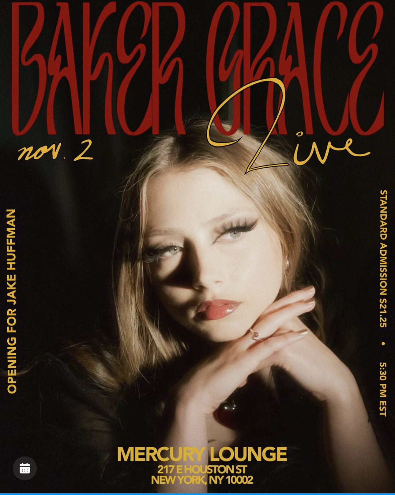Baker Grace To Perform At Mercury Lounge on Thursday, November 2nd, 2023 In NYC