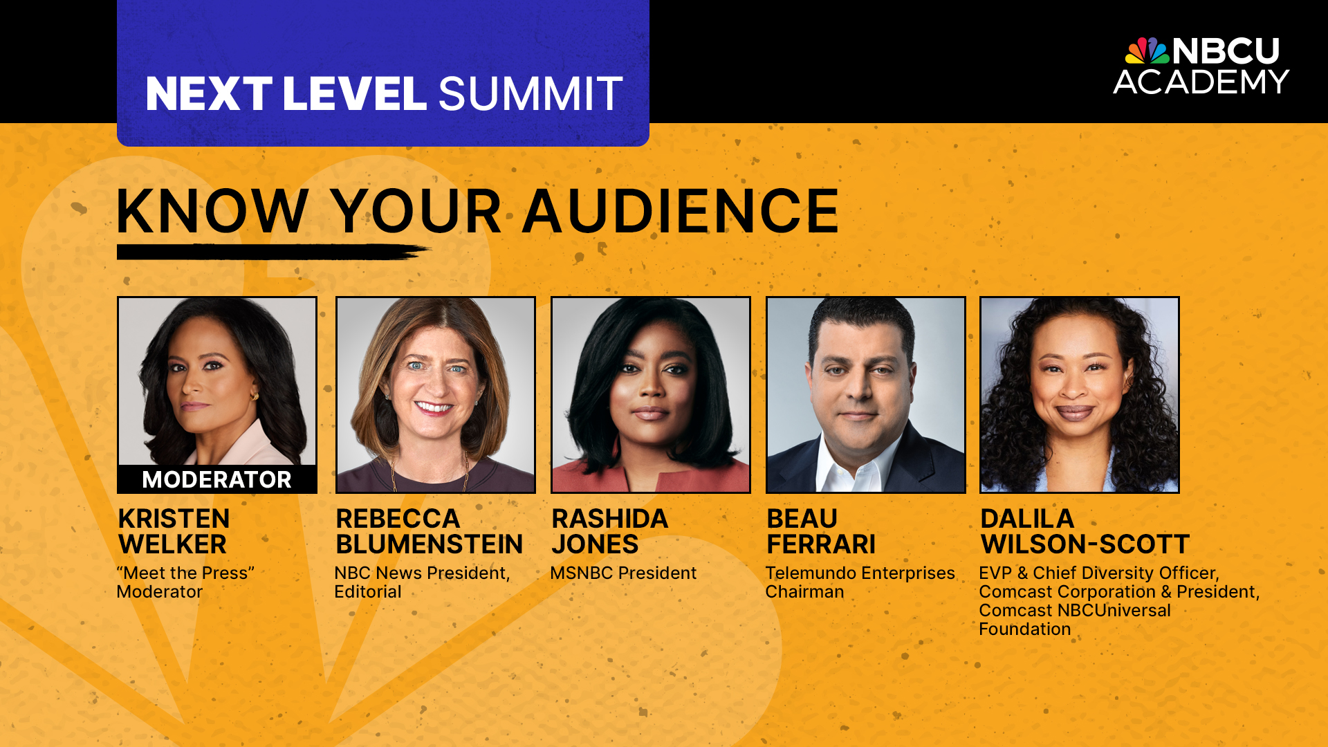 NBCU ACADEMY TO HOST ITS “NEXT LEVEL SUMMIT” LIVE FROM NBC NEWS’ MEET THE PRESS STUDIO ON OCTOBER 19