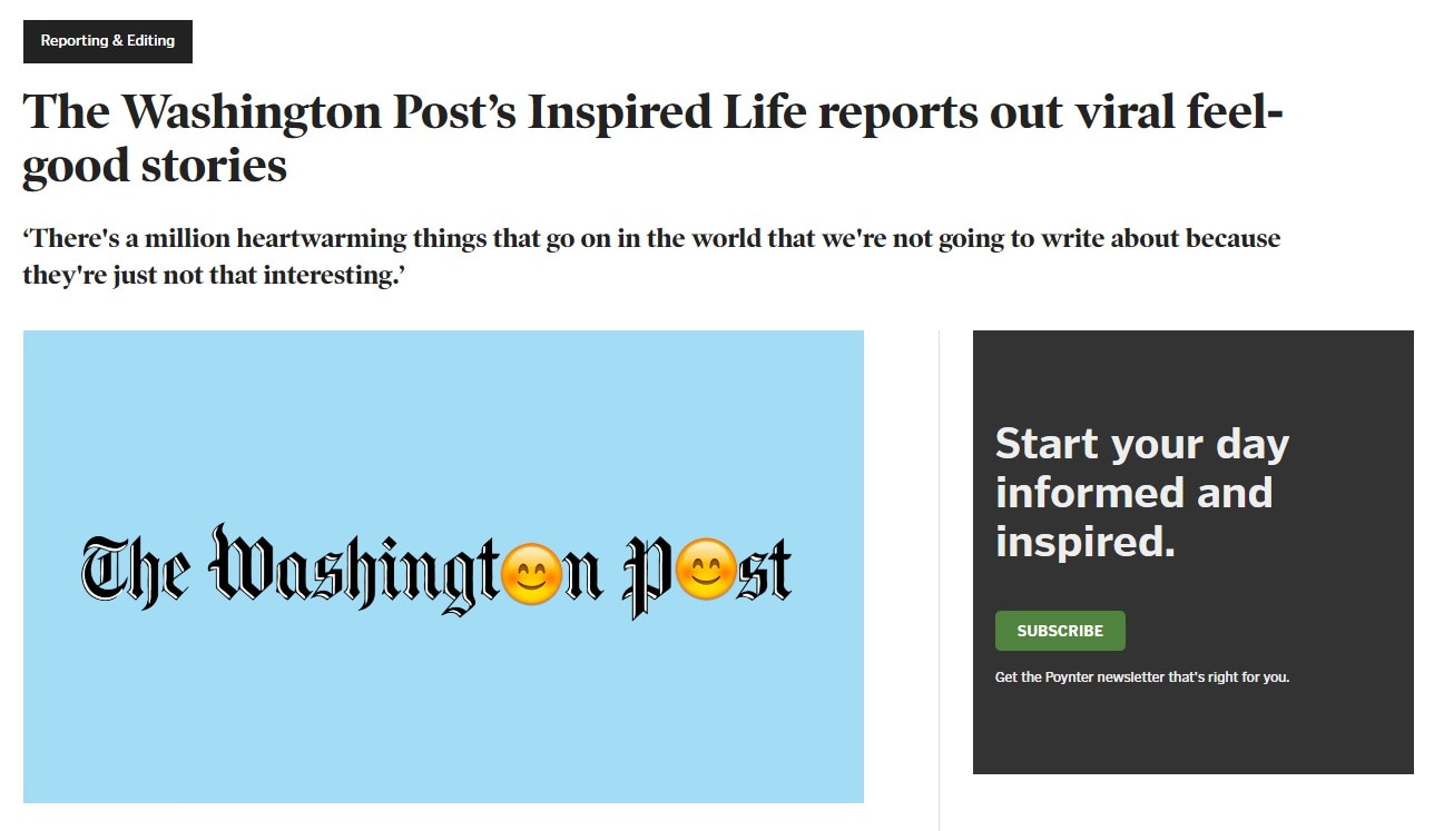 Poynter: The Washington Post’s Inspired Life reports out viral feel-good stories