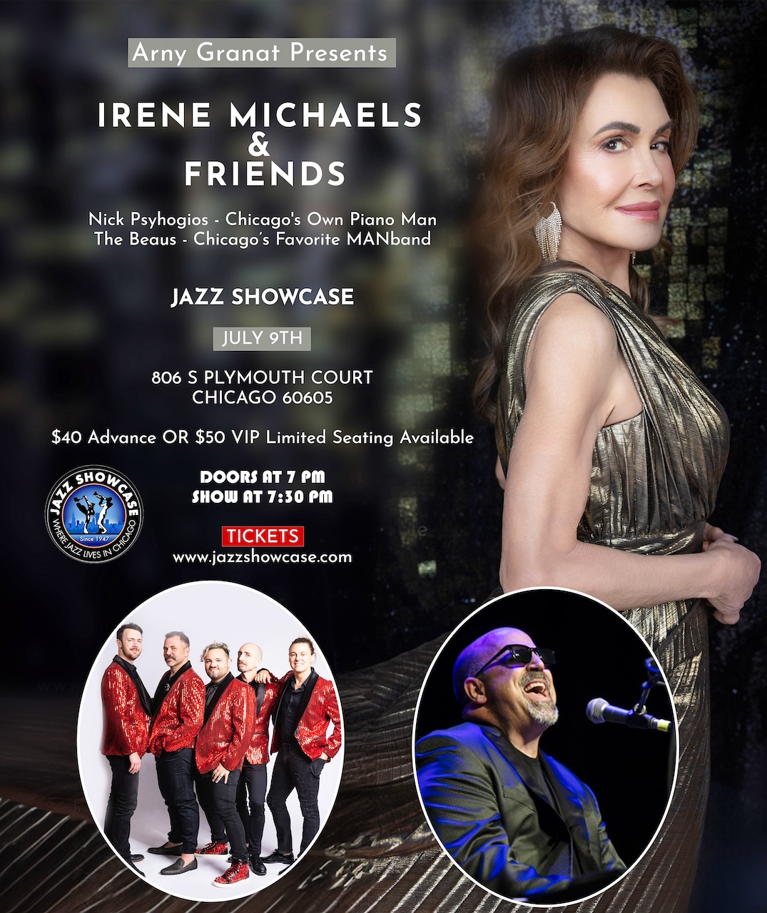 Arny Granat Presents Irene Michaels & Friends Tuesday, July 9th, 2024 7:30 PM At Jazz Showcase