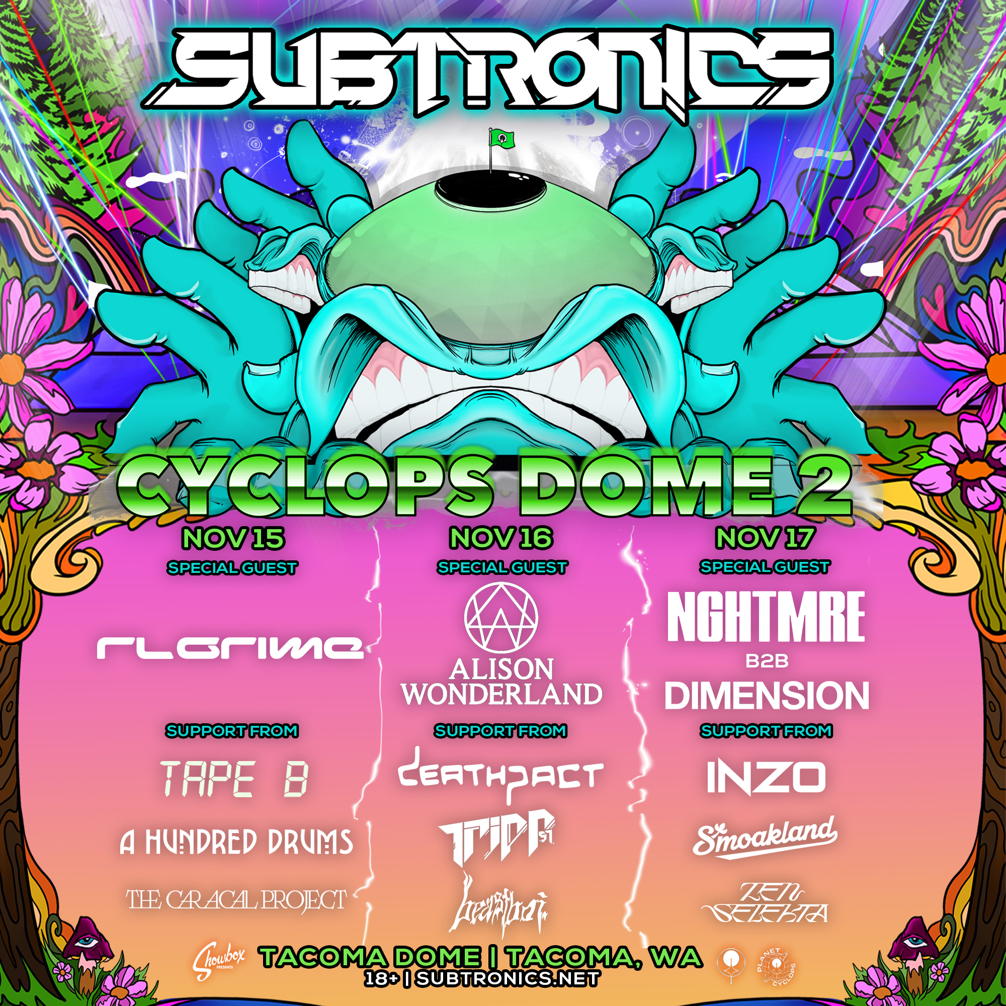 Subtronics Announces CYCLOPS DOME 2 Three-Night Arena Show At The Tacoma Dome November 15-17, 2024
