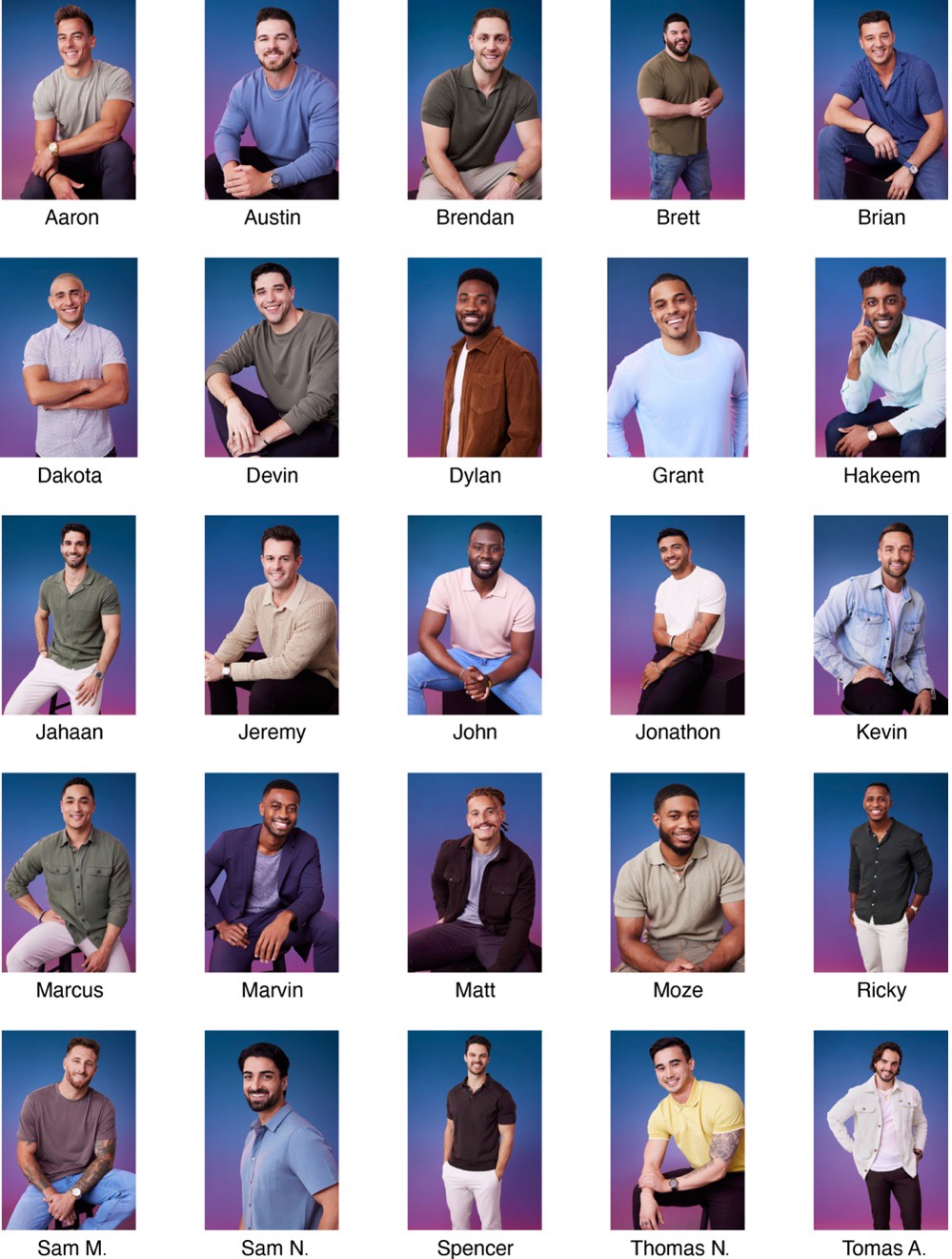 The 25 suitors for Jenn Tran's final rose in "The Bachelorette" revealed