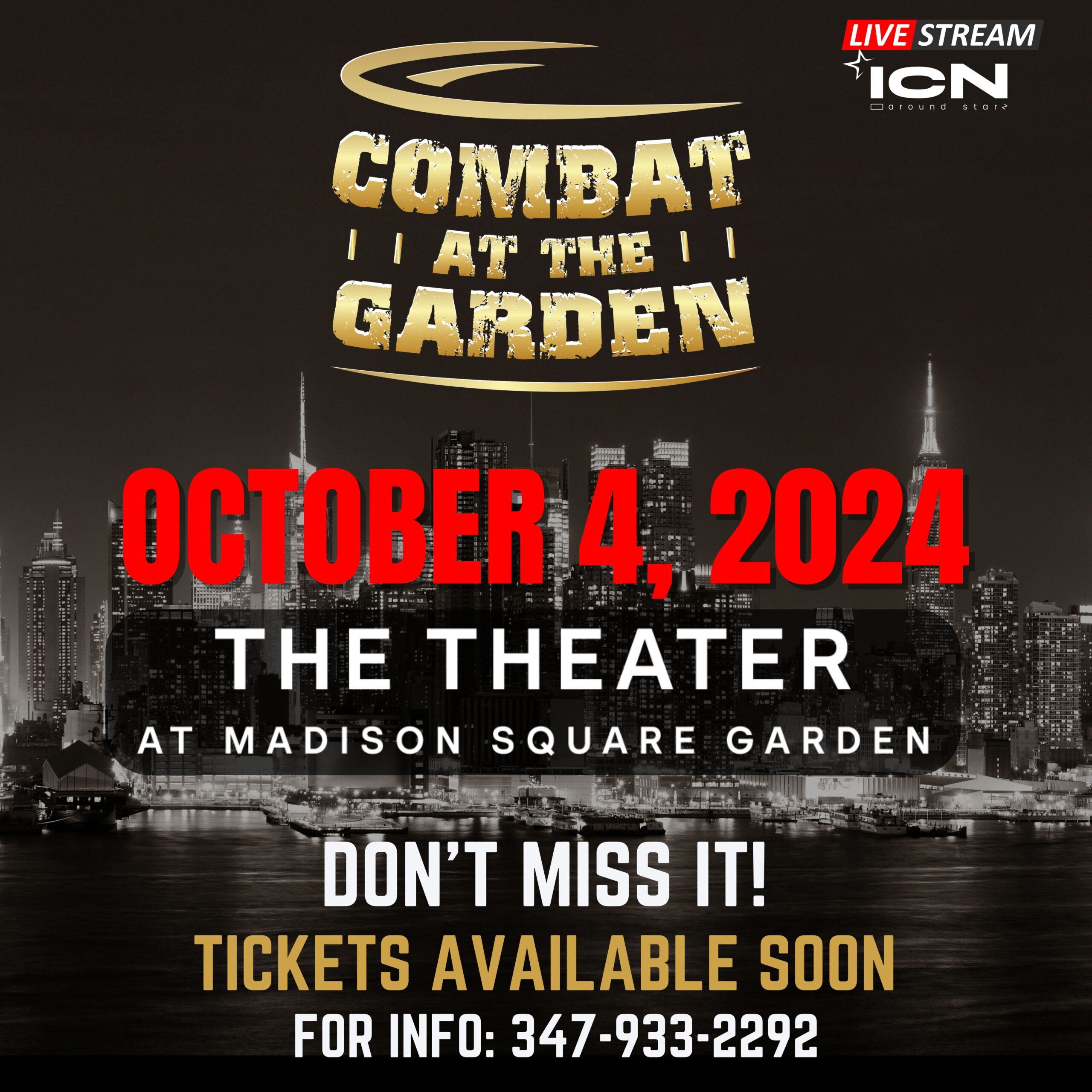 ICN Presents: "Combat At The Garden" An Electrifying Night of Elite Kickboxing and MMA