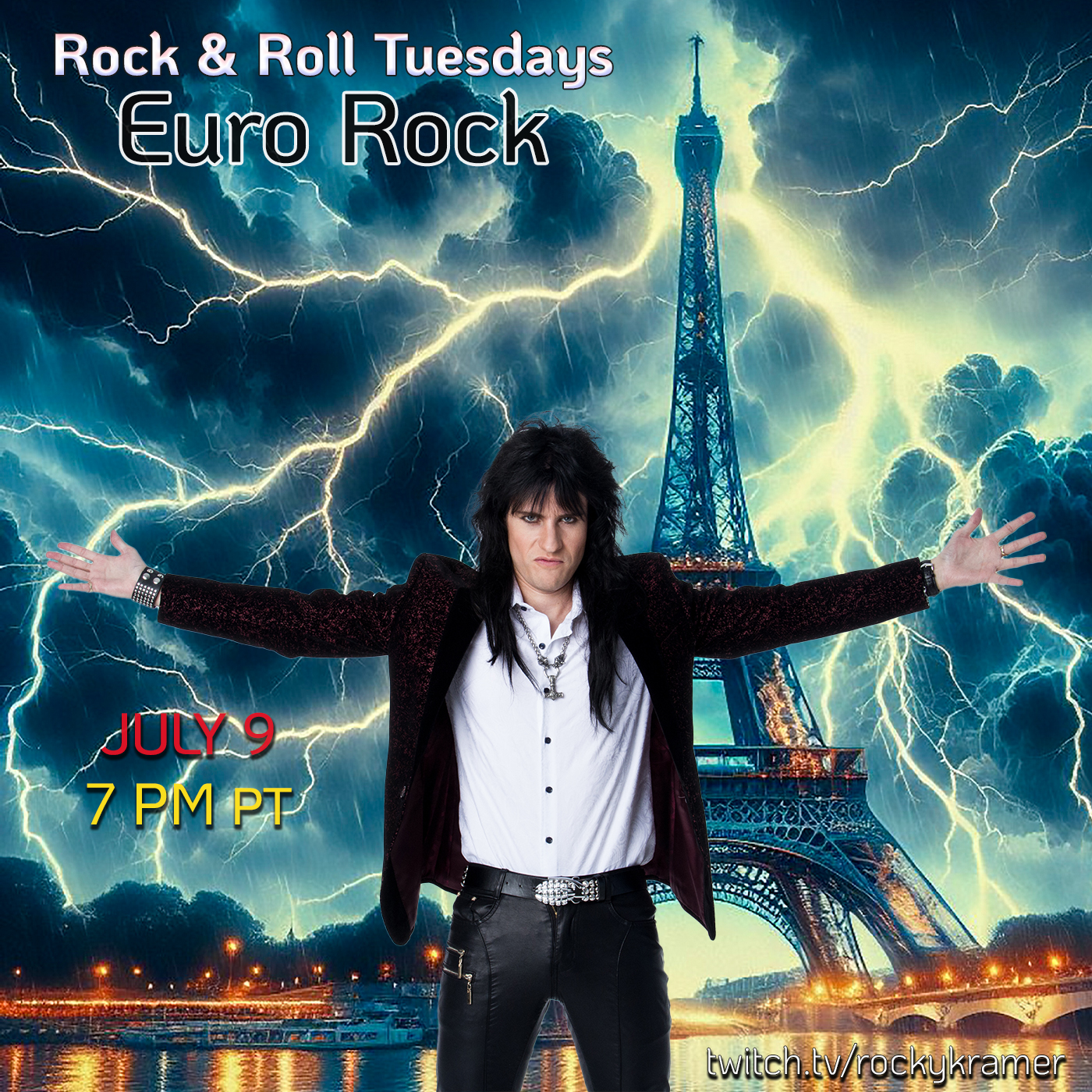 Rocky Kramer’s Rock & Roll Tuesdays Presents “Euro Rock” On Tuesday July 9, 2024, 7 PM PT on Twitch