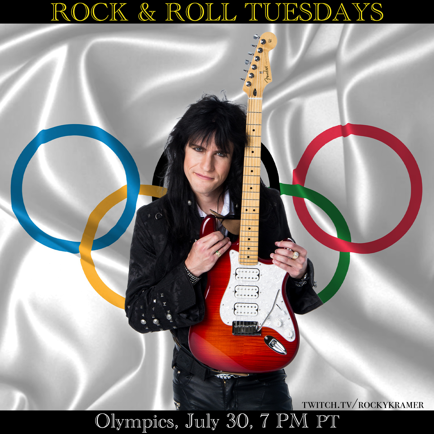 Rocky Kramer’s Rock & Roll Tuesdays Presents “Olympics” On Tuesday 7/30/24, 7 PM PT on Twitch