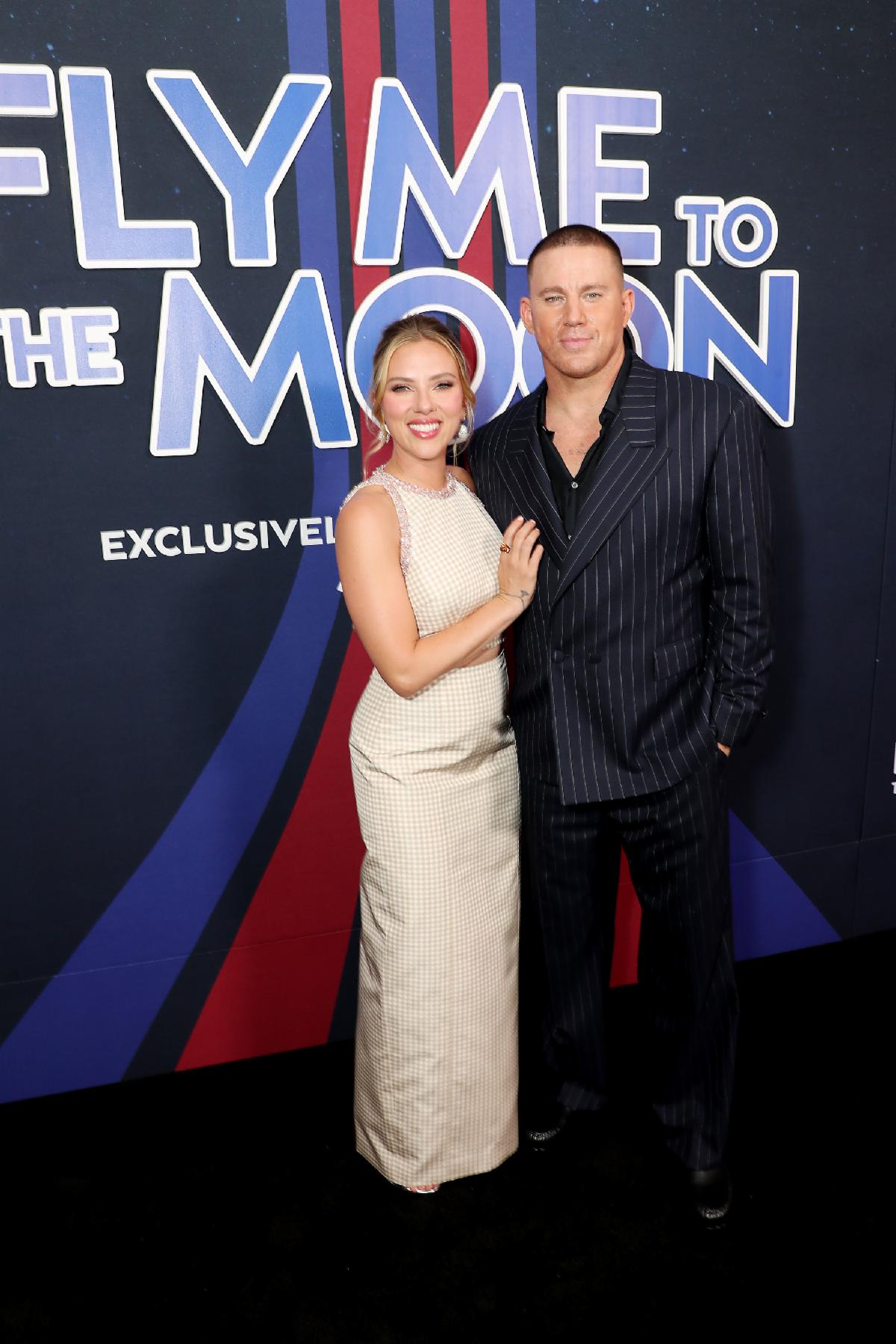 Scarlett Johansson and Channing Tatum led the stars at the world premiere of “Fly Me to the Moon”