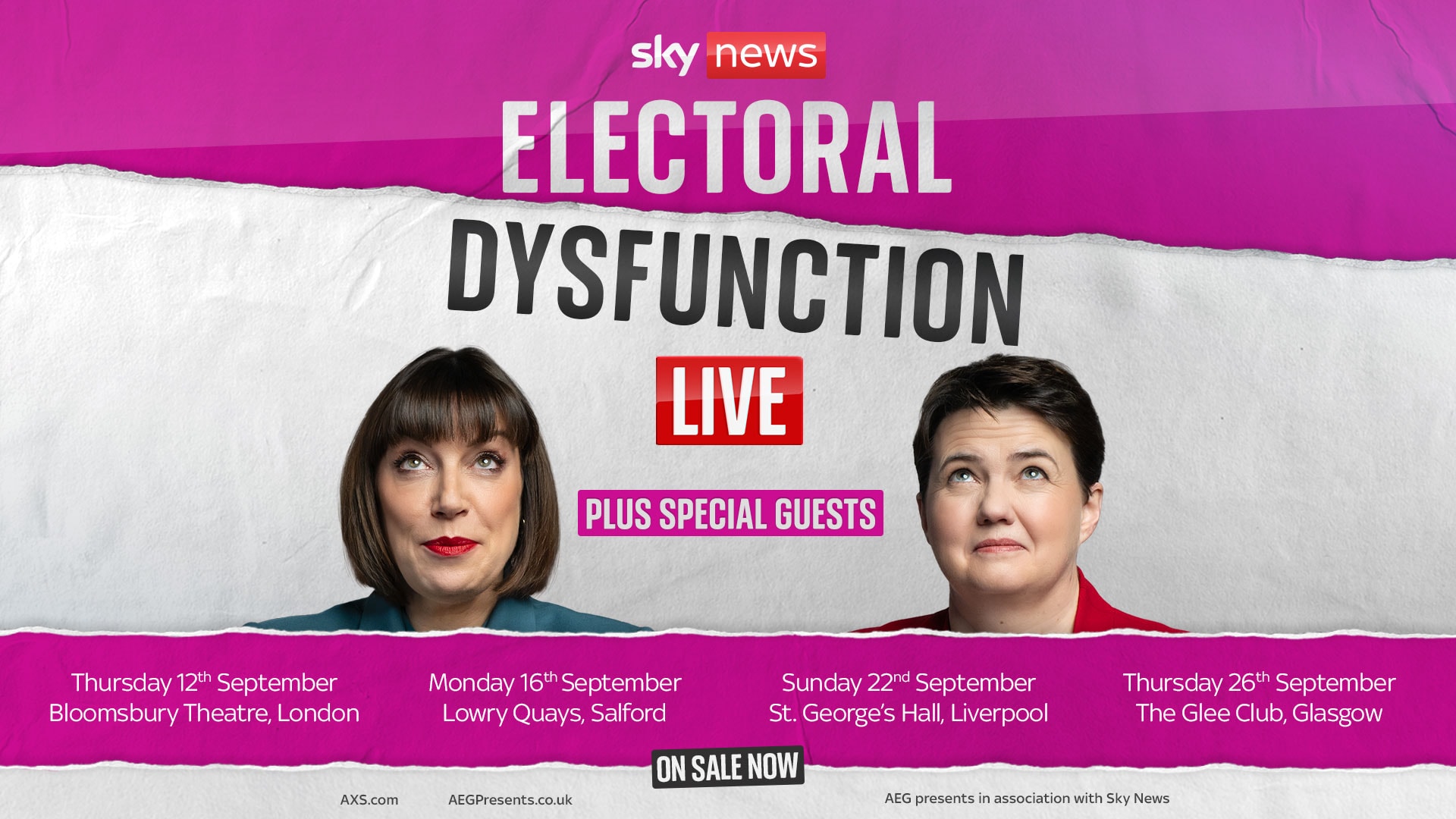 Sky News Podcast Electoral Dysfunction announces UK tour