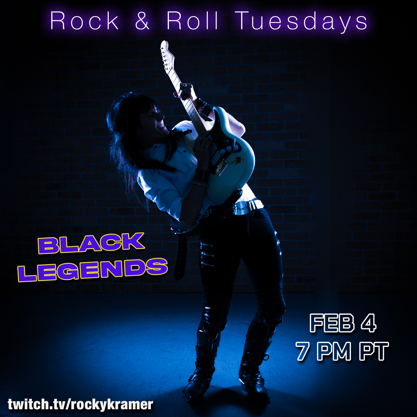 Rocky Kramer’s Rock & Roll Tuesdays Presents “Black Legends” On Tuesday 2/4/25 7 PM PT on Twitch